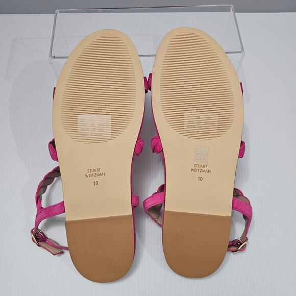 NEW Stuart Weitzman Twistie Sandal Flat Braided Strappy Pink Suede Size 10 - Picture 10 of 12